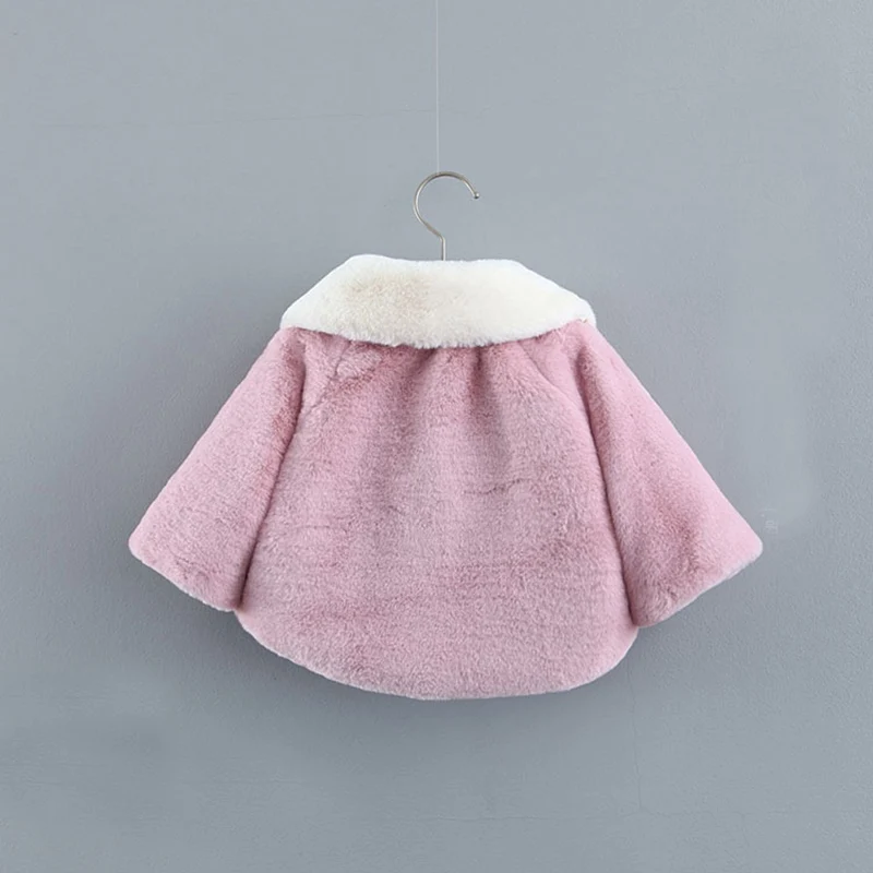 Warm Winter Girls Kids Balls Cloak Coats Children Baby Infants Cartoon Outwear Thicken Faux Fur Velvet Coat Casaco WT806