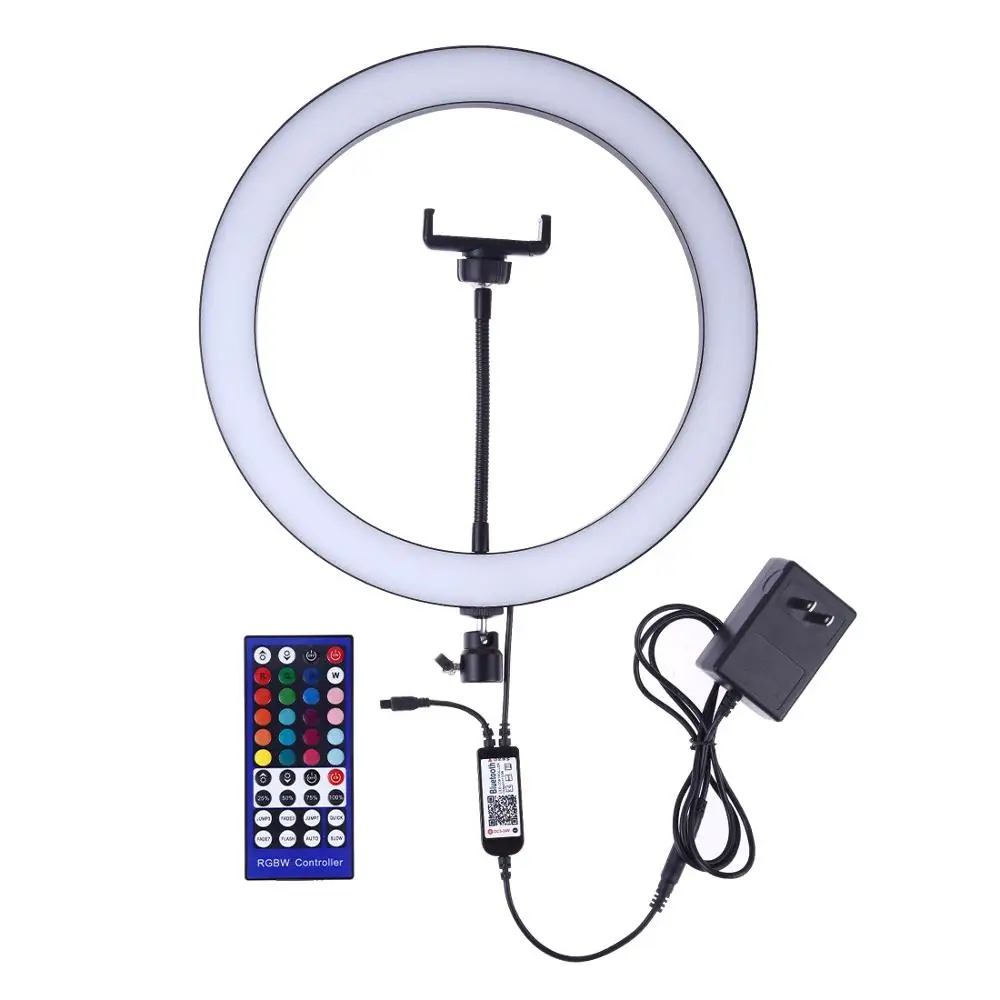 PU411 12 дюймов RGB Dimmable светодиодный кольцевой Vlogging Selfie фотография видео свет с холодным башмаком штатив шаровой головкой и зажимом для телефона