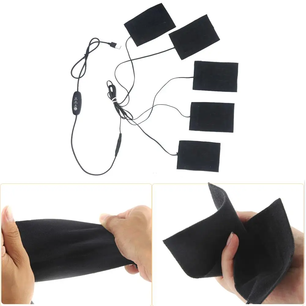 

5-in-1 Electric Vest Heater Cloth Jacket USB Thermal Warm Heated Pad Body Warmer
