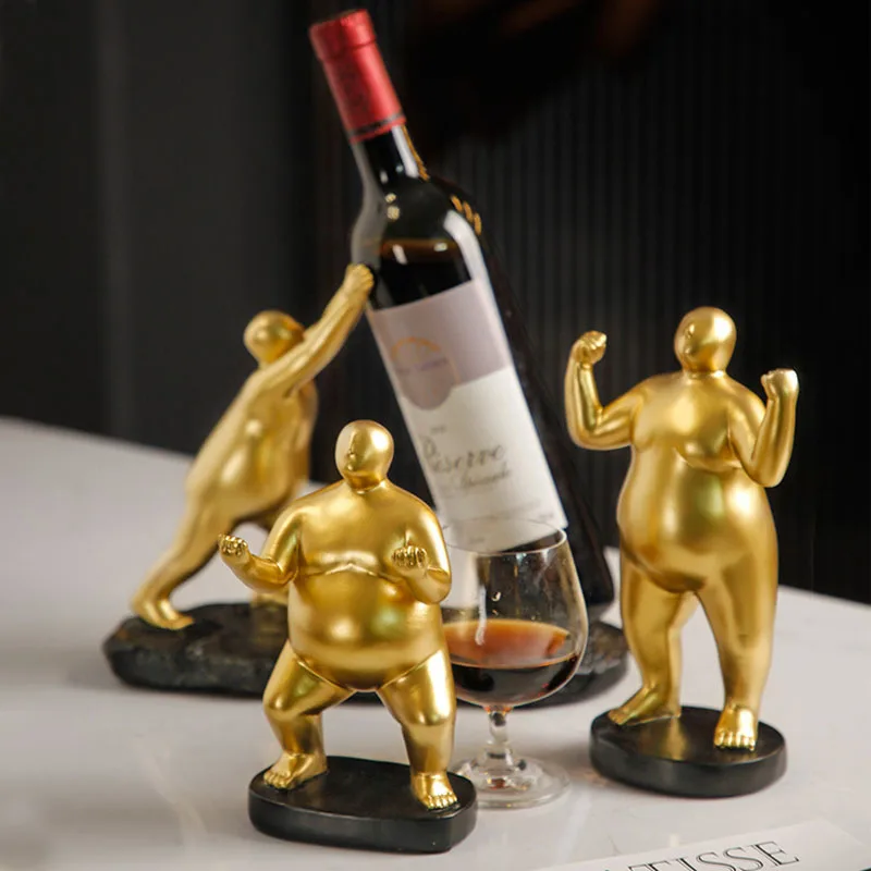 

Nordic Creative Villain Fat Man Wine Rack Resin Crafts Storage Decoration Home Adornment Desktop Personality Sculpture Ornaments