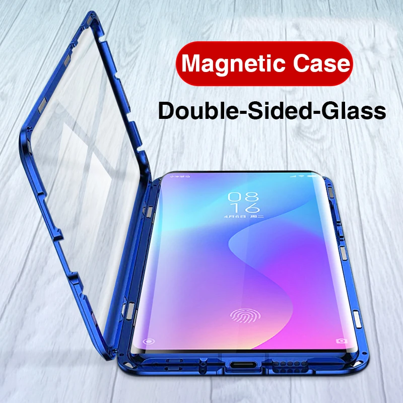 

360 Magnetic Flip Phone Case For Xiaomi Redmi Note 7 Not 7 Pro Glass Hard Back Cover Magnet Case on For Xiomi MI 9t mi9t t9 My 9