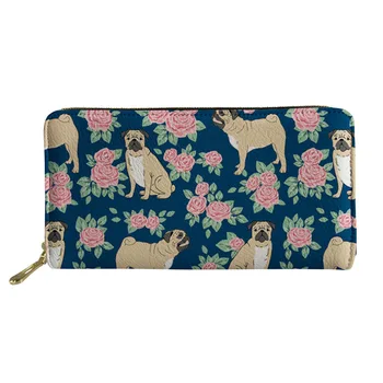 

Carteras De Mujer 2019 New Women's Leather Long Wallet Pug Dog Design Purse Credit Card Holder Phone Zipper Wallet Purses Bolsas