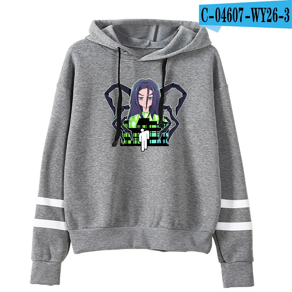 Новинка, модные толстовки с принтом Billie Eilish, женские/мужские толстовки с капюшоном и длинным рукавом,, модная одежда в уличном стиле - Цвет: gray