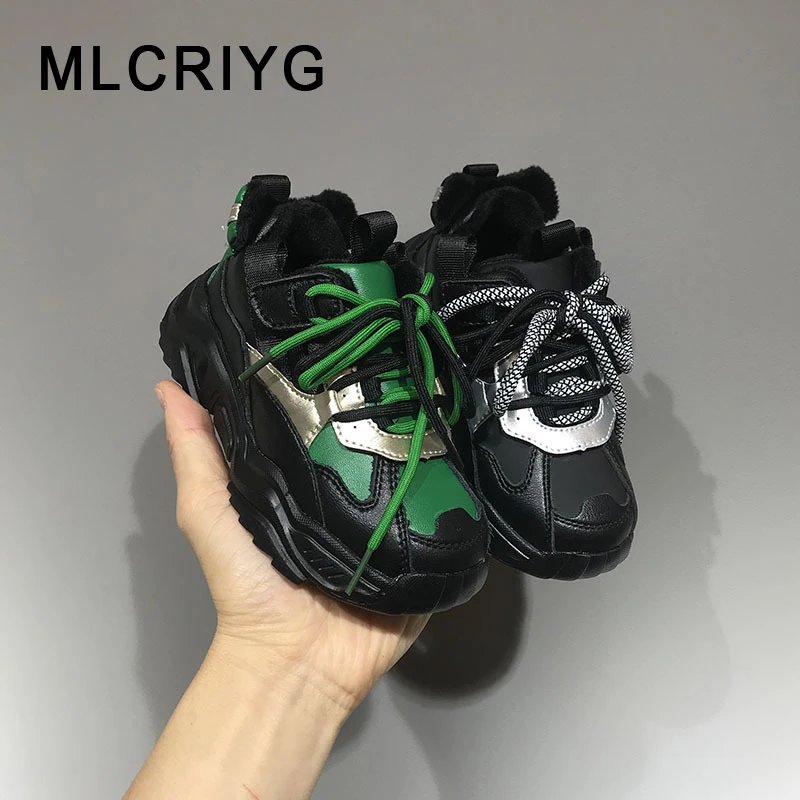 

Kids Sport Sneakers Children Warm Chunky Sneakers Boys Brand Running Shoes Baby Girls Black Casual Sneakers Trainers New Winter