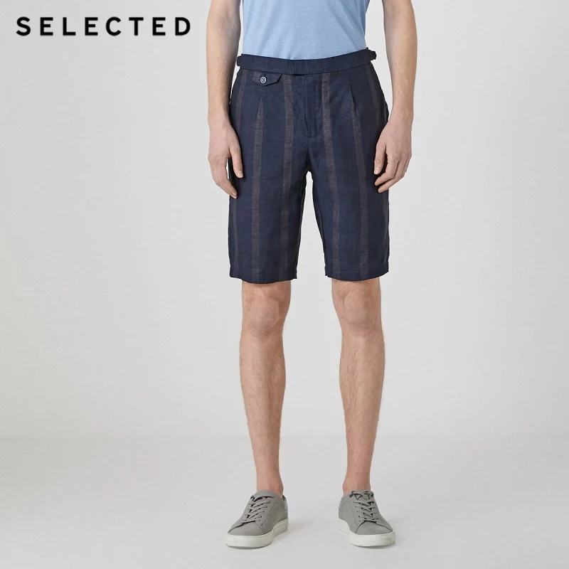 Отборные мужские облегающие льняные полосатые шорты до колена S | 4192SH532【Fan получить новые поступления купоны в описание】