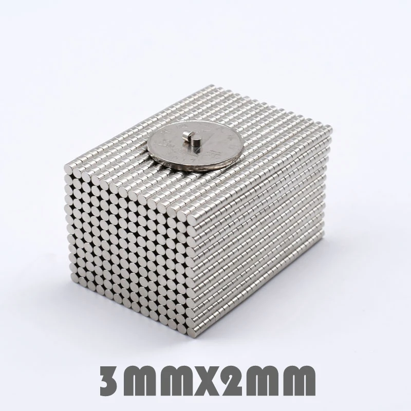 

500Pcs 3x2 mm 3*2 mm Neodymium Magnet Permanent N35 NdFeB Super Strong Powerful Small Round Magnetic Magnets Disc 3mm x 2mm
