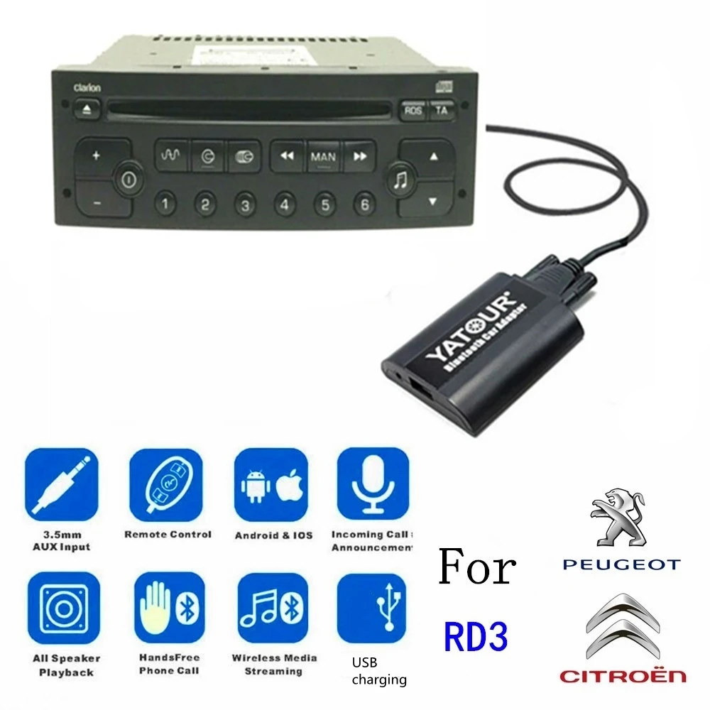 Interface Bluetooth Auxiliaire MP3 Autoradios Origine Peugeot RD3 avant 2006