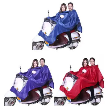 

Unisex Fashion Motorcycle Thick Double Raincoat with Hood Cap Caves Electric Car Poncho Bicycle Riding Protection Supplies