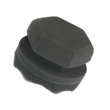 

2 Pcs Tire Dressing Applicator Round Grip Wave Design Polished Sponge for Car NJ88