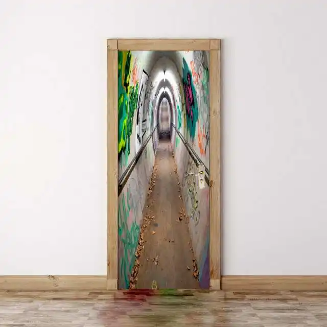 jc0083 tunnel Граффити туннельная дверная наклейка креативные водонепроницаемые украшения для ремонта дверей спальни гостиной ванной Прямая поставка - Цвет: jc0083 tunnel