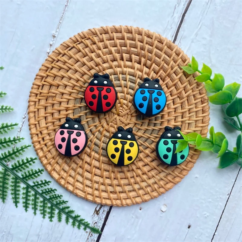 10pcs  Mini Ladybug Silicone Beads Baby Dummy Cartoon Pacifier Toy Accessories 3