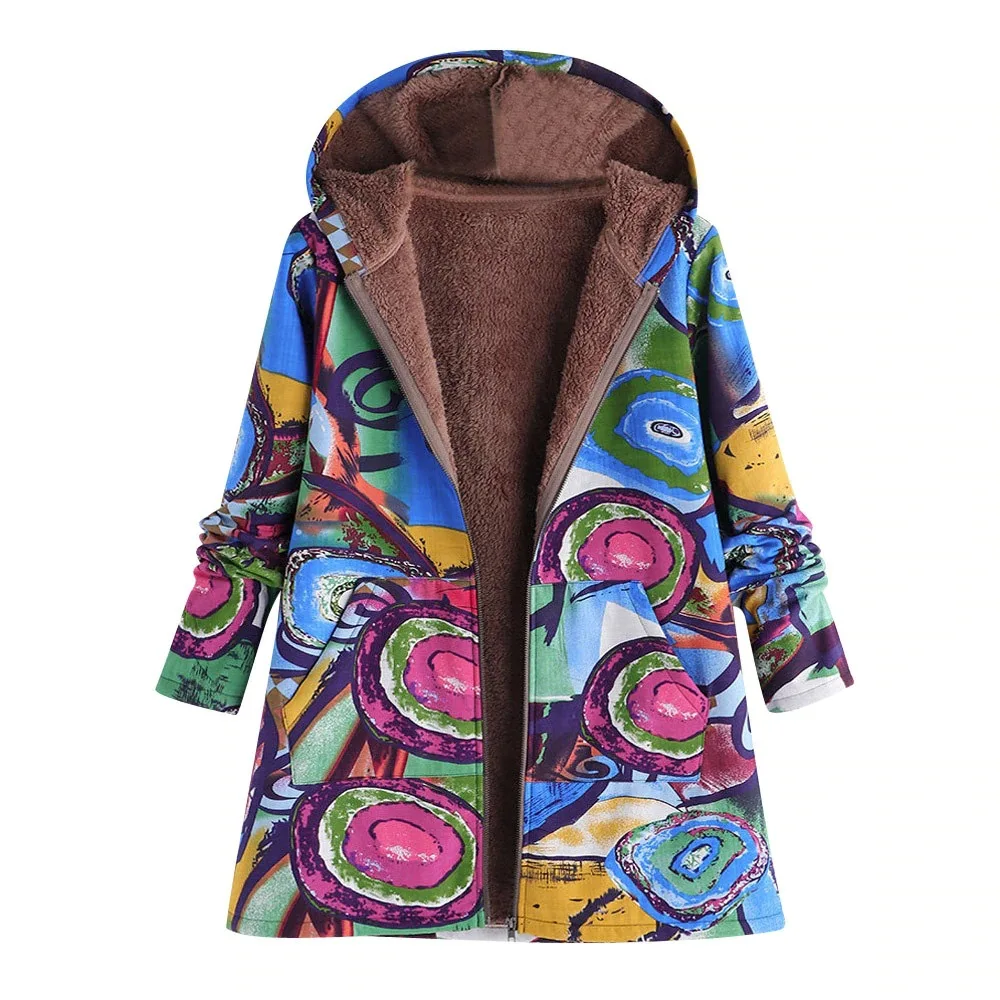 discount  2019 Autumn/winter Jackets Women's Outerwear Plus-size Printed Hooded Plush Tops Women's Outerwear