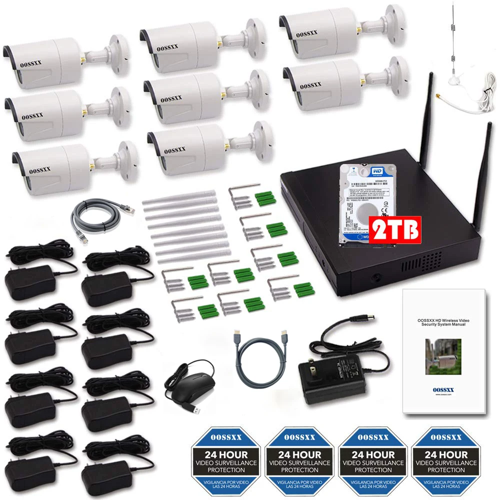  Security Camera System Wireless 8CH 1080P NVR Kit  8pcs 1080P(2.0M ) Outdoor CCTV Wireless IP Camer - 33015600999