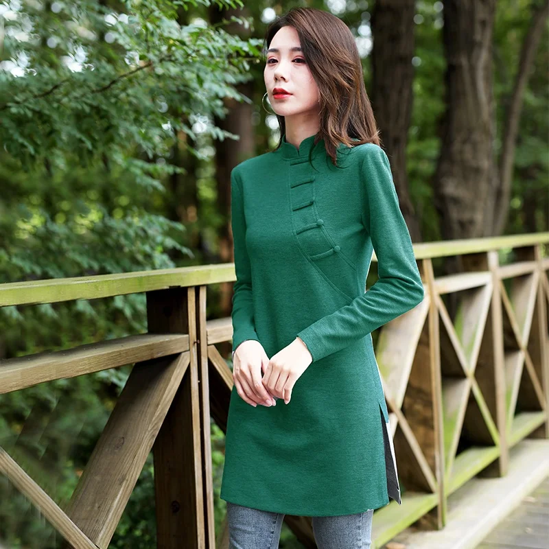 Традиционная китайская одежда для женщин Cheongsam топ женские топы и блузки Ретро Стиль Элегантные Женские китайские Топы TA2169