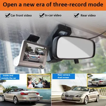 

TOSPRA 4.0 Inch Car DVR 3 Camera Full HD 1080P Dual Lens Rearview Video Camera Recorder Auto Registrator Night Vision Dash Cam
