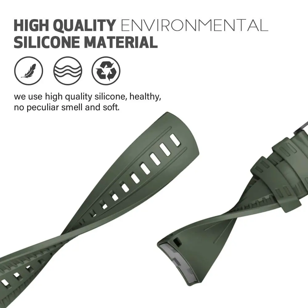 Durable Soft Silicone Outdoor Sport Watch Band Strap, 24mm,