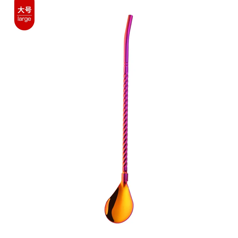 8 шт длинная витая солома с большой ложка с длинной ручкой барная посуда Коктейльная Питьевая утварь с чистящей щеткой чайные Вечерние - Цвет: Rainbow03-8 Pcs