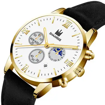 

Mens Faux Leather Casual Watches Analog Calendar Quartz Watch Alloy Case Men Wristwatch Clock Relojes Masculino Dropshipping Hot