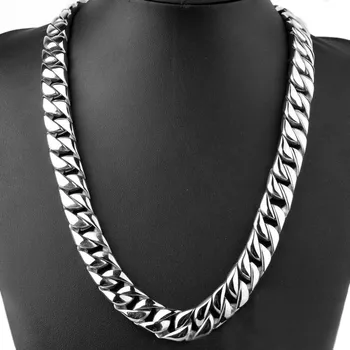 

Mens Hip Hop 316L Stainless Steel Necklace High Polished Heavy Curb Cuban Chains Punk Gold Chains Accessories Jewelry 60cm*1.5cm