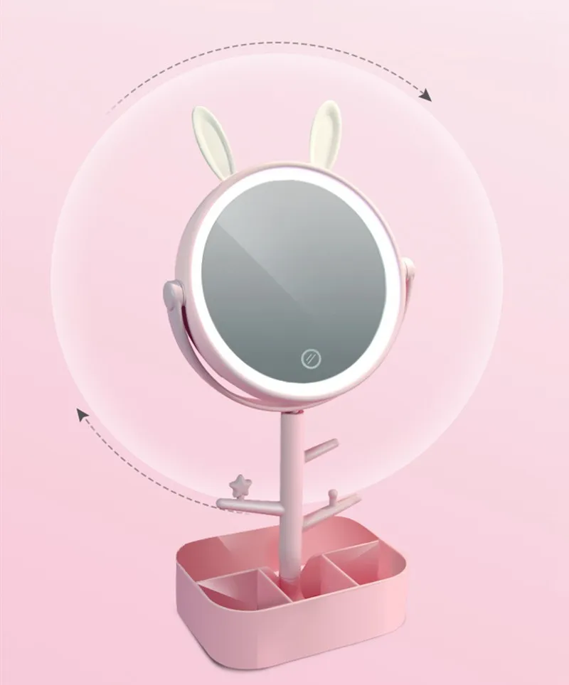 LED Vanity lamp USB power supply stepless dimming makeup mirror night lights bedroom dressing table light with storage box_voghion.com