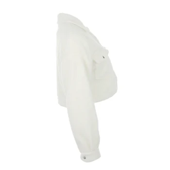 

Hot Women Autumn And Winter Warm Jacket Wool Short Plush Coat Lapel Solid Color Single-breasted Fashion Jacket