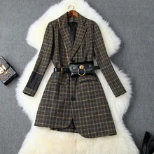 Осенняя и зимняя женская новая Ретро клетчатая с длинными рукавами с тремя пуговицами OL дикая неровная блуза t3726