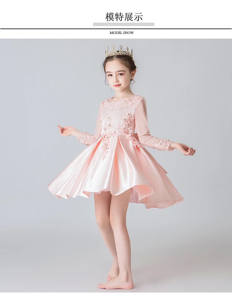 Свадебные платья для девочек, платья принцессы с длинными рукавами на осень и зиму, Корейская версия, платья для детей 3-13 лет