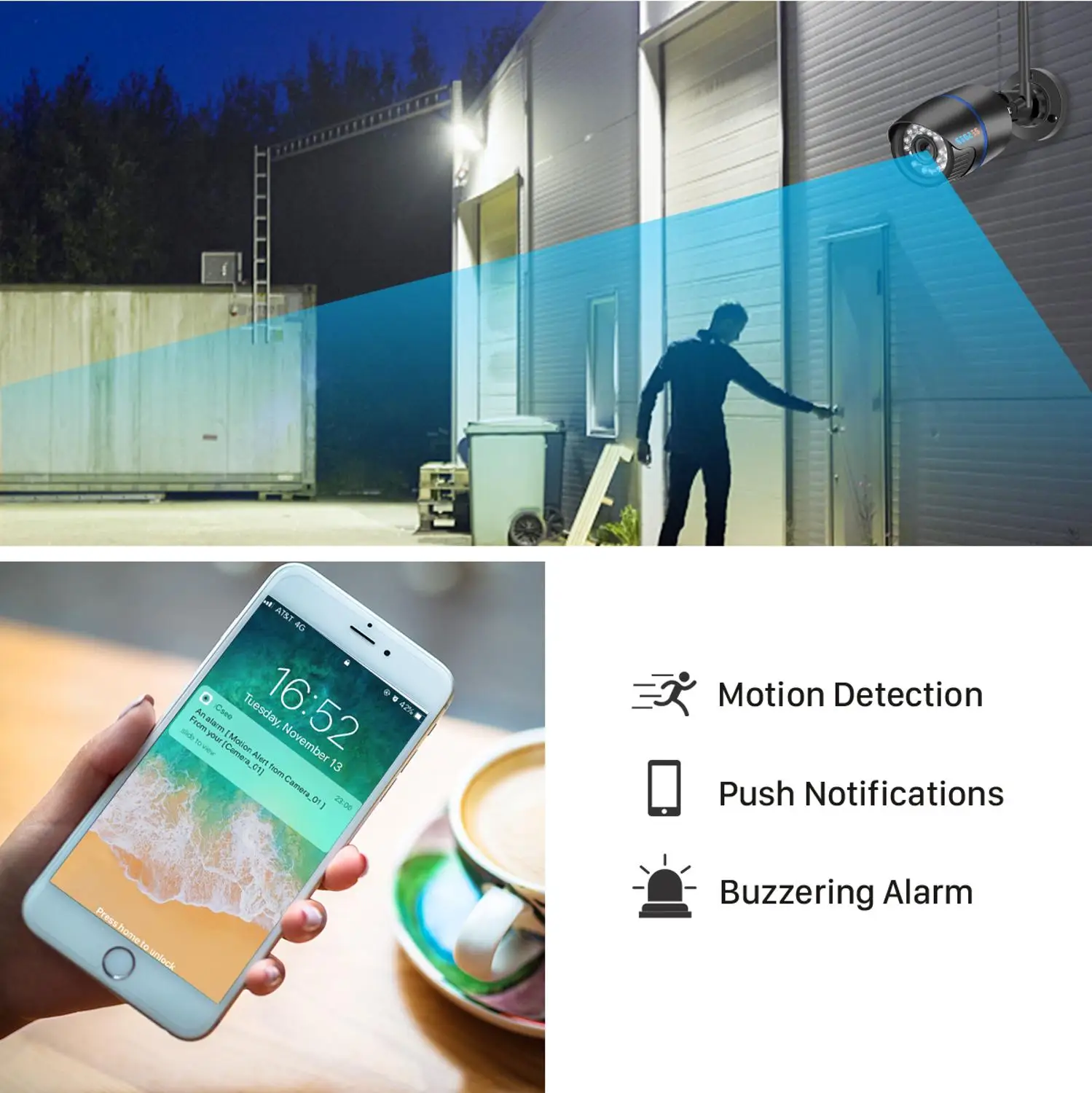 BESDER 5MP WiFi Wireless Audio Home Security Night Version IP Camera 1080P Camera Vandal-proof 128G TFCard Outdoor Dome Camera 4