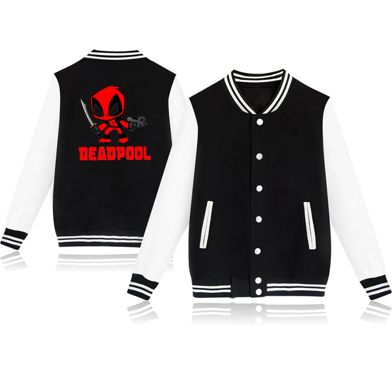

Deadpool Printing Streetwear Baseball Uniform Women Men Single Breasted Jackets and Coats Unisex Harajuku Baseball Sportswear
