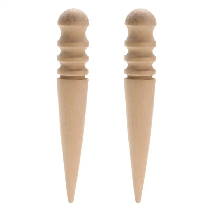2pcs Leathercraft Tool Edges Slicker Round Wood Multi-Size Leather Edge Slicking Burnishing Supplies Leather Burnisher