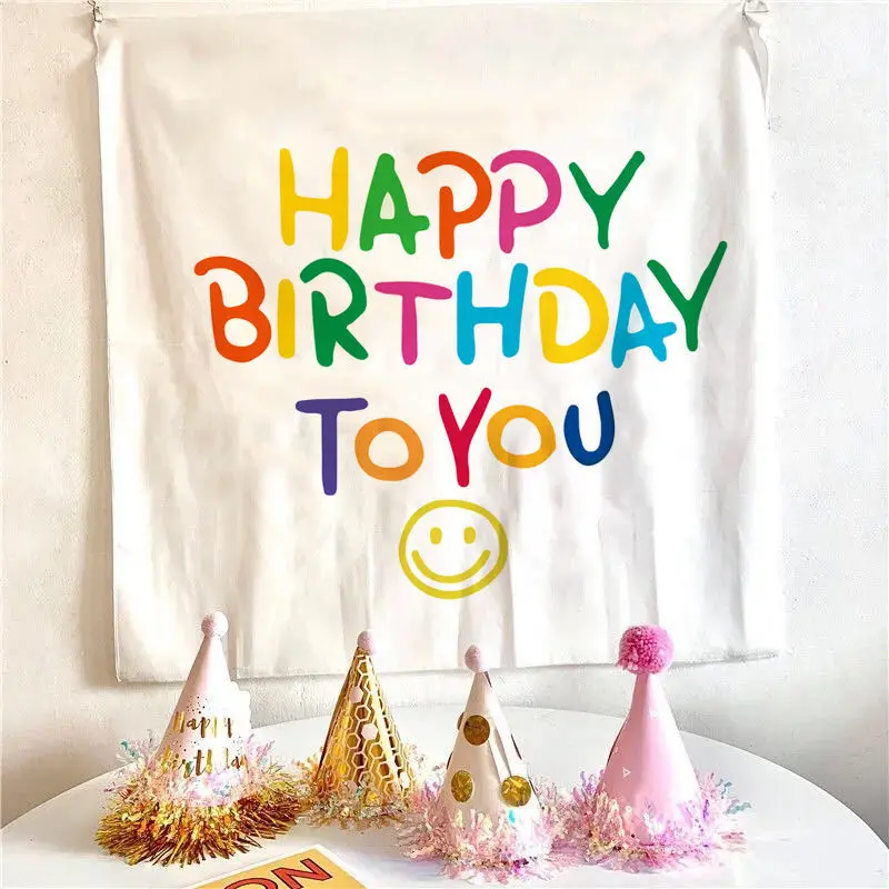 Party Decorations Tapestry Decorations Happy Birthday Background Cloth Kawaii Children's Room