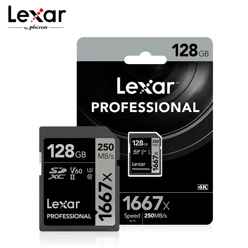 Lexar карта памяти 1667X V60 250 МБ/с. флеш-карта 64 Гб 128 ГБ 256 UHS-II U3 sd-карта SDXC C10 для 3D 4K HD видео