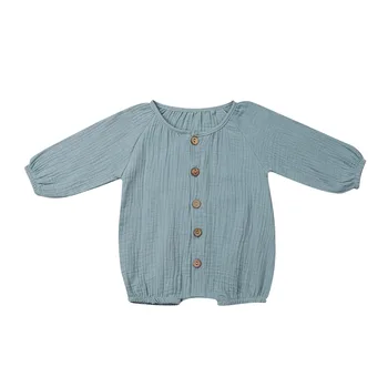 

Pudcoco Baby Autumn Cltohing Romper for Newborns Boy Girls Blank Soild Jumpsuit Kids Long Sleeve Single Breasted Jumper Playsuit
