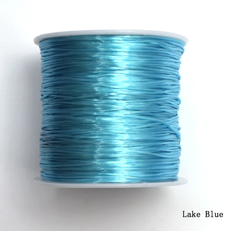 1 рулон 0,6 мм эластичная нить Круглый прозрачный шнур нейлон и каучук эластичный шнур для изготовления ювелирных изделий браслет аксессуары 60 м - Цвет: Lake Blue