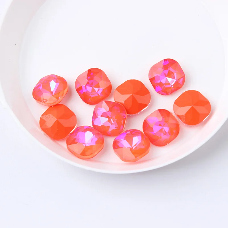 Orange jelly Горячая Распродажа, стеклянные хрустальные 8 мм желеобразные цвета, Разноцветные квадратные Восьмиугольные бусины, стразы для рукоделия - Цвет: Orange jelly
