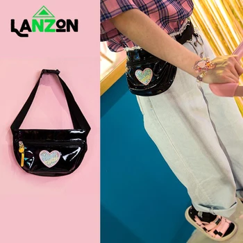 

Lanzon Girls Laser Hologram Waist Pack Chest Bag Waterproof Strap Shoulder Bag Phone Earphone hole Bags Crossbody Shoulder Bag