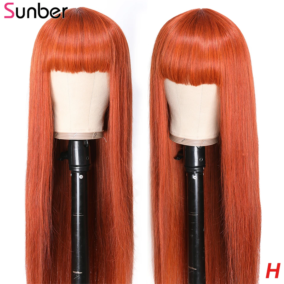 Sunber волосы длинные прямые машина сделать парик 100% Человеческие Remy 33 #99 # нет