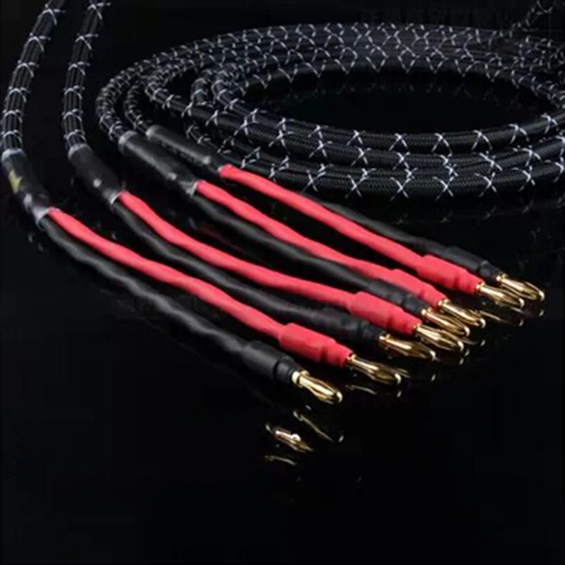 Hi-Fi 6N кабели для динамиков из чистой меди Банановый штекер 2 в разъема аудио