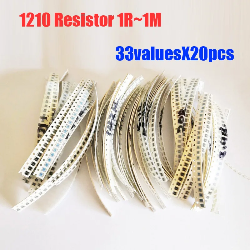 1210 SMD резистор набор 33 валов X 20 шт = 660 шт 1R~ 1 м резистор упаковка 5% Torlerance