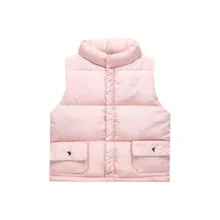 Новые брендовые Детские жилеты зимнее теплое пальто с подкладкой для маленьких девочек и мальчиков пуховый жилет однотонный плотный хлопок