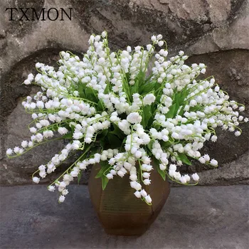

New wedding simulation flower Valley lily hard feel simulation wind chime orchid fake flower room party hotel table decoration