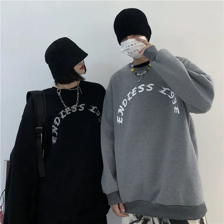 Женский свитер ins Harajuku с буквенным принтом и круглым вырезом, пуловер с длинными рукавами и толстовки, повседневная женская одежда в Корейском стиле на осень и зиму