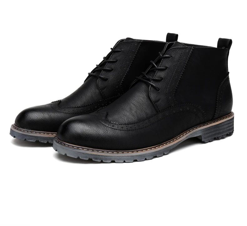 Misalwa/винтажные мужские ботинки с высоким берцем; сезон осень-зима; полуботинки с перфорацией типа «броги»; мужские повседневные рабочие ботинки; кожаная обувь на шнуровке
