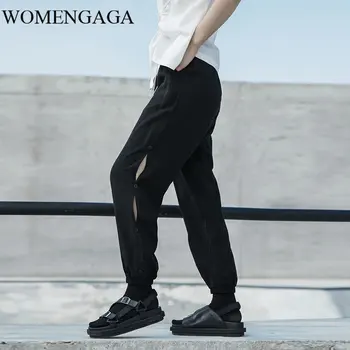 

Loose Hong Kong Style Split Fork Hollow Out Black Weight Casual High Waist Anke Length Pants 2020 Summer New Women Pants DMY4066