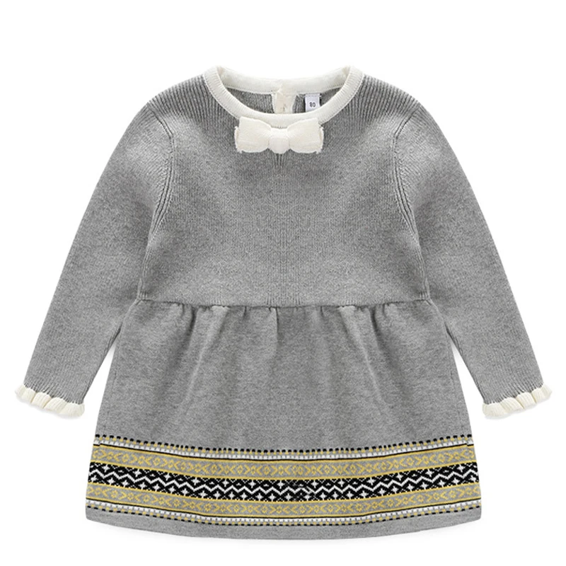 Платье-свитер для девочек; Новая Осенняя детская одежда; модное дизайнерское платье принцессы в полоску; одежда для детей; От 1 до 5 лет