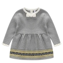 Платье-свитер для девочек; Новая Осенняя детская одежда; модное дизайнерское платье принцессы в полоску; одежда для детей; От 1 до 5 лет