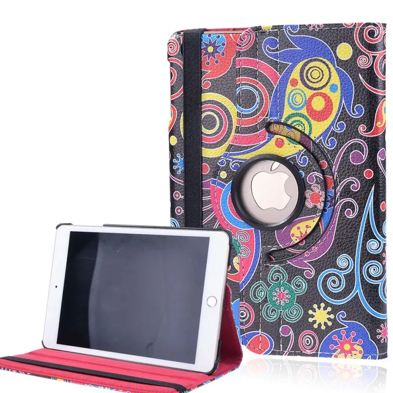 KK& LL для iPad mini 1/2/3-планшеты smart cover вращающийся 360 ° с автоматическим включением и отключением экрана кожаный флип-чехол футляр с подставкой Чехол - Цвет: jelly fish
