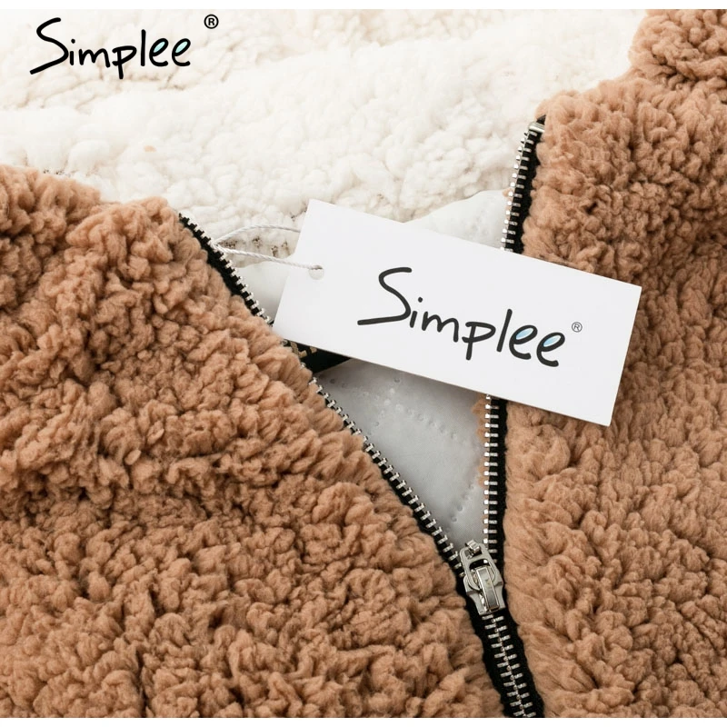 Женская шуба из плюшевого меха Simplee теплое плотное пальто с капюшоном верхняя