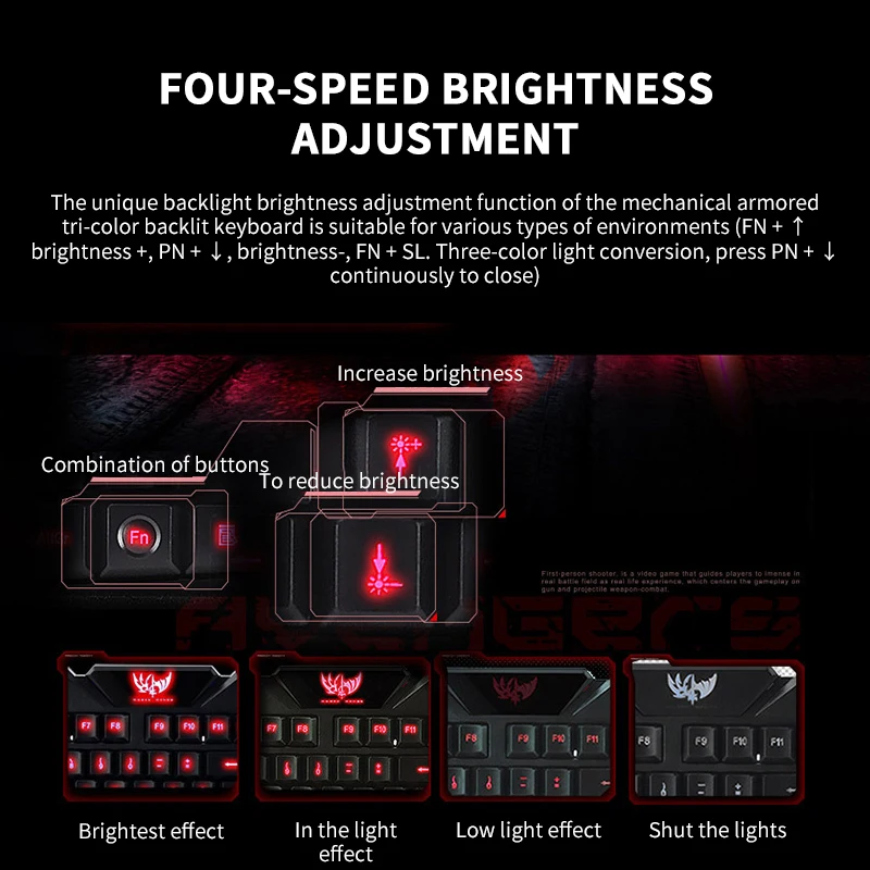 Цвет Фул Прохладный Gaming Keyboard светодиодный 3-Цвет USB Проводная дыхание подсветкой Водонепроницаемый компьютер трещины клавиатуры компьютера трещины клавиатура