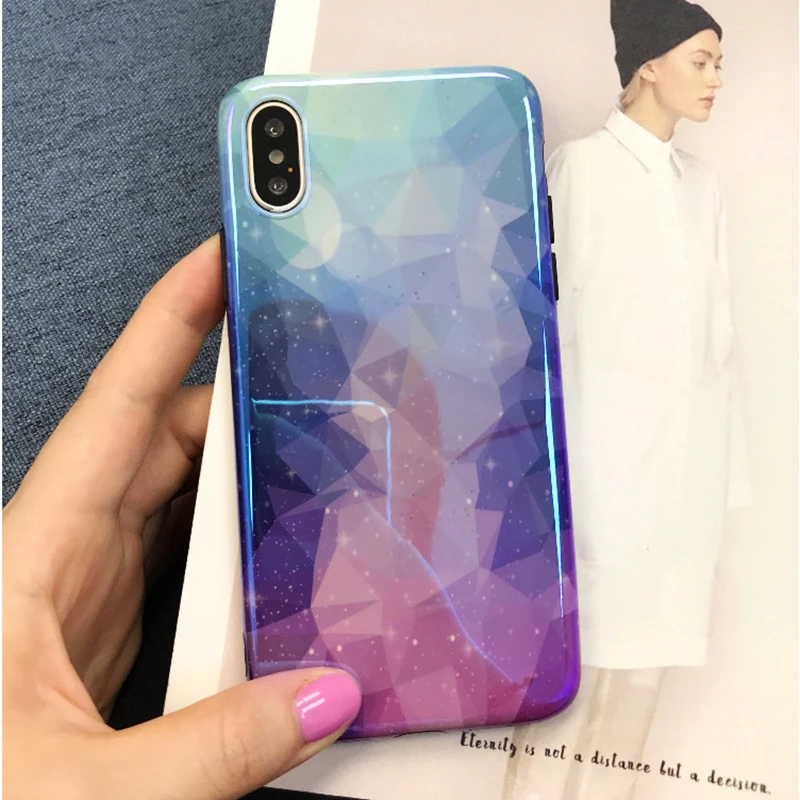 

For iphone XR Case Star Diamond Blu-ray Purple Gradient Phone Case For iphone XS MAX X 10 7 8 6 6S Plus Capa Soft TPU Back Cover